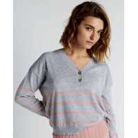 Pullover de tricot con rayas a contraste color vigore