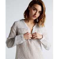 Camisola de voile de rayas color crudo