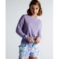 Pullover de cuello redondo liso color lavanda