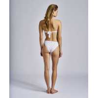Bikini long con tejido estampado de topos color crudo