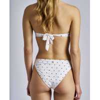 Bikini long con tejido estampado de topos color crudo