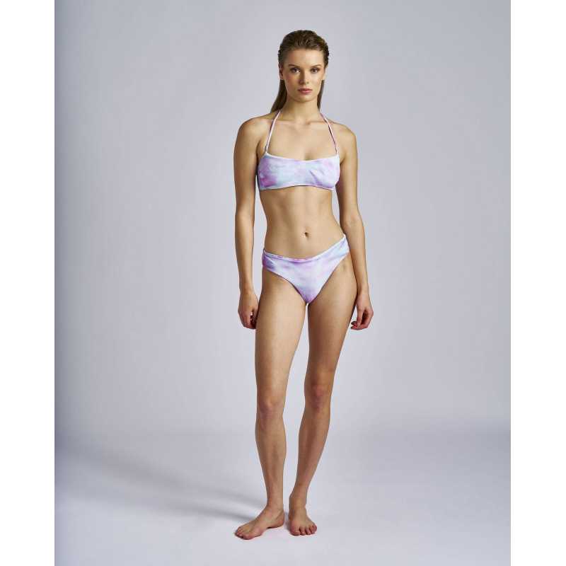 Bikini bandeau con tintura tye dye color lavanda