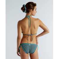 Bikini cortina atado al cuello y braga lazos color verde agua