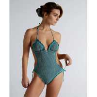 Trikini cortina con braga lazos color verde agua