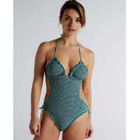 Trikini cortina con braga lazos color verde agua