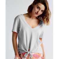 Camiseta de manga corta con nudo color gris