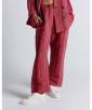 Pantalón de traje de tejido de rayas color fucsia