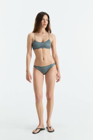 Lurex Compact Ribbed Bandeau Bikini