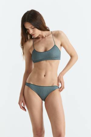 Lurex Compact Ribbed Bandeau Bikini