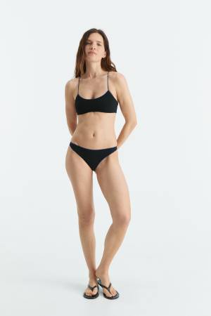 Bikini Compact Bandeau Canalé Negro
