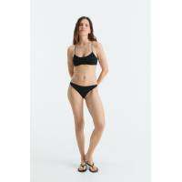 Black Compact Ribbed Bandeau Bikini