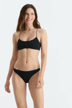 Bikini Compact Bandeau Canalé Negro