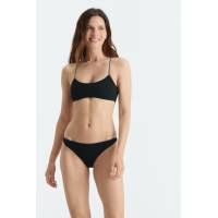 Black Compact Ribbed Bandeau Bikini
