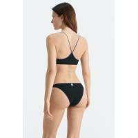 Black Compact Ribbed Bandeau Bikini