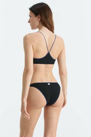 Black Compact Ribbed Bandeau Top