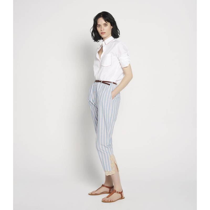 Red Striped Belted Trousers