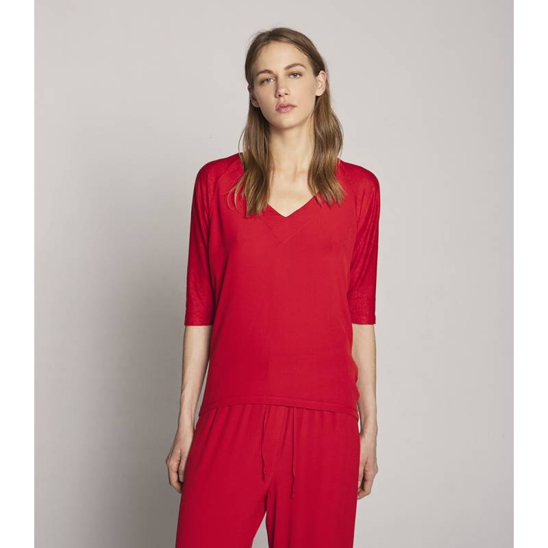 Linen Slub Knit 3/4 Length Sleeved T-shirt