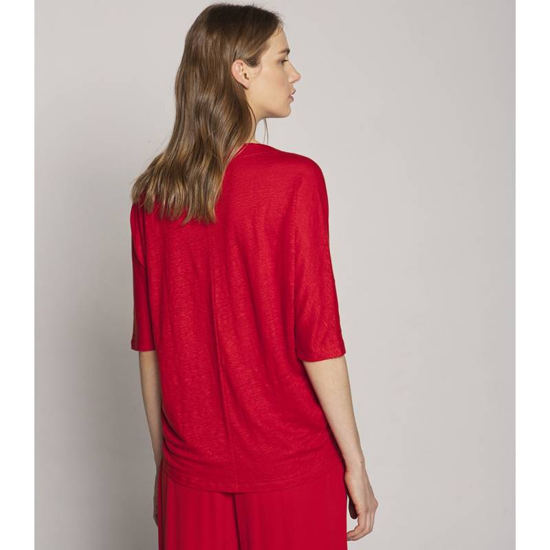 Linen Slub Knit 3/4 Length Sleeved T-shirt