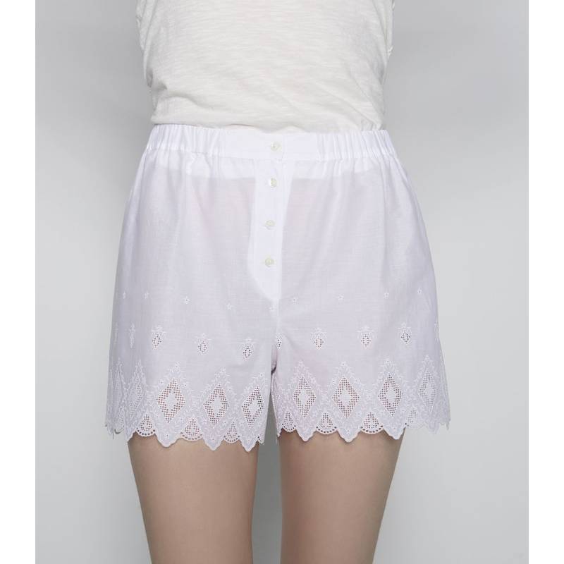 Embroidered White Shorts