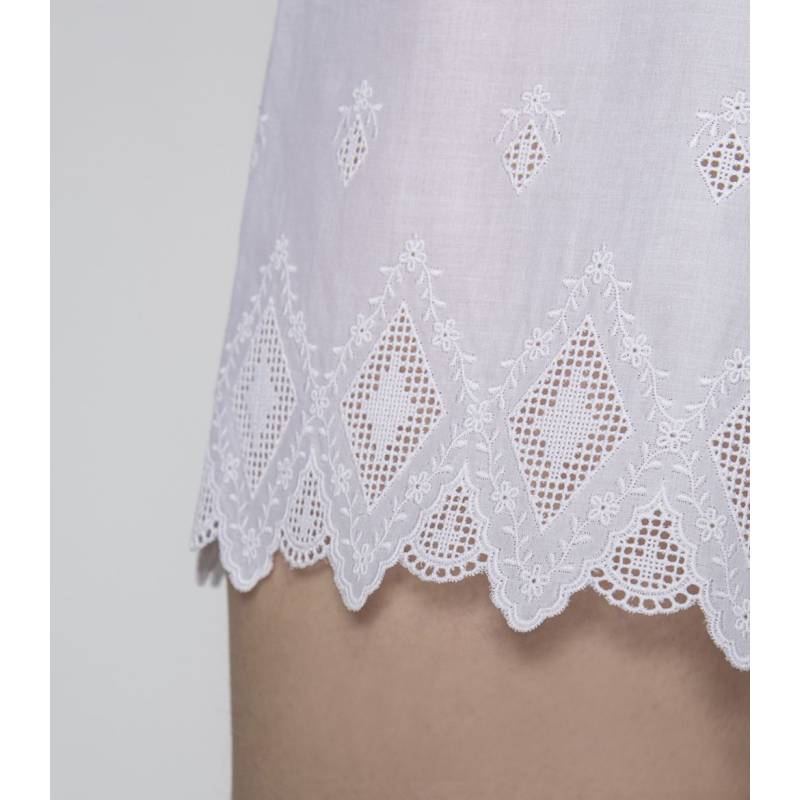 Embroidered White Shorts