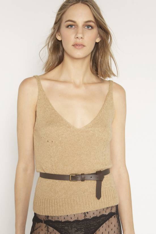 Camel hair and tricot top
