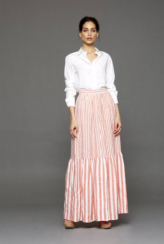 Capri Striped Long Skirt